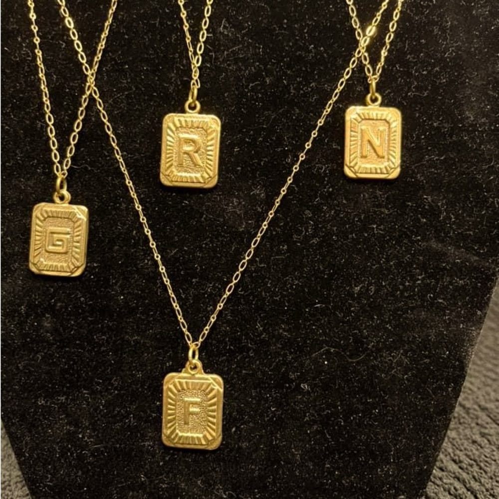 24K Gold Plated Initial Necklace 17”